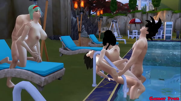 Madre Y Esposa Episodio 4: Orgia En La Piscina Con Bulma Y Chichi, Esposas Ardientes Comparten A Sus Hijos En Una Fiesta Salvaje, Recibiendo Duro Por El Trasero Como Perras En Calor